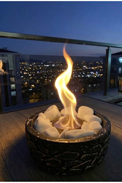Glowdesigning Ev İçi Gold Yansımalı Ateş Çukuru Bacasız Şömine Dekoratif Masa...