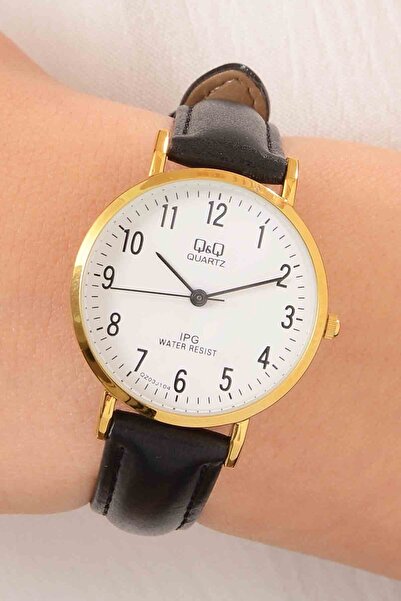 Q&Q ساعة يد نسائية ريترو بحزام جلدي مرقمة