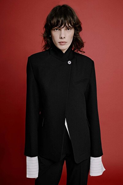 VATKALI Stand-Up Collar Buttoned Blazer Jacket