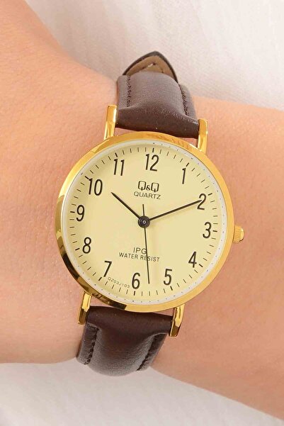 Q&Q Numeral Leather Strap Women's Retro Wristwatch
