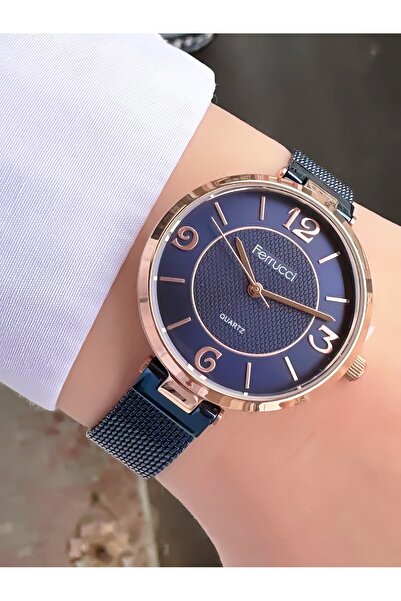 Ferrucci ساعة يد نسائية بحزام ويكر