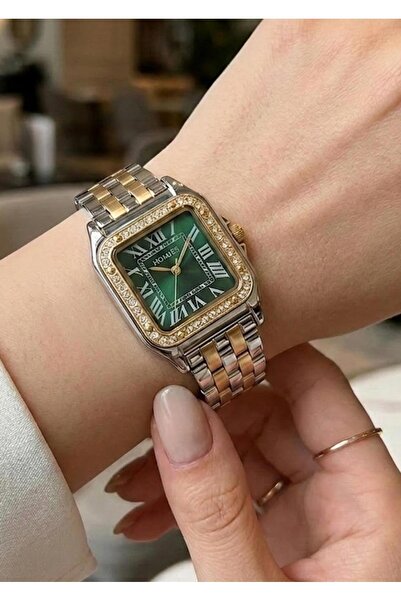 Homies Women's Gold Silver Metal Cord Green Stone Detailed Wristwatch 2 Years...