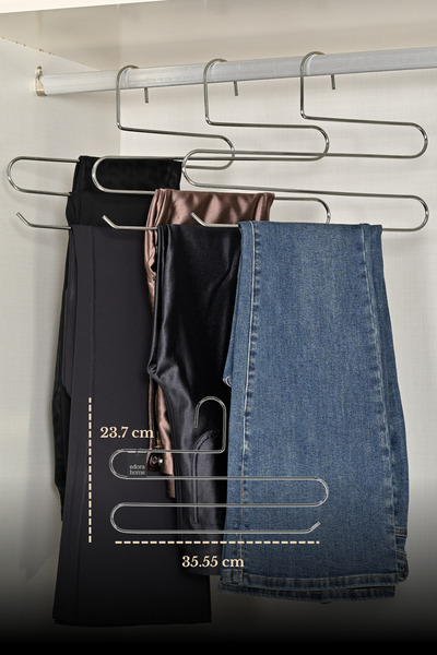 Edora Home 5-dijelna sjajna srebrna vješalica za pantalone na 3 nivoa za gard...