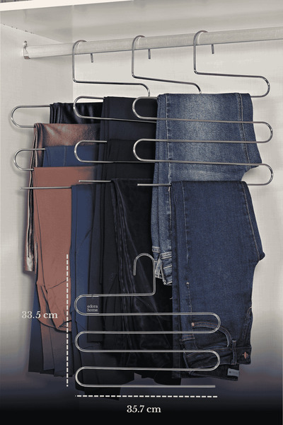 Edora Home 5-dijelna mat srebrna vješalica za pantalone sa 5 nivoa za gardero...