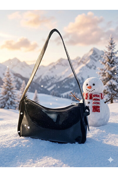 YMZBAG Μαύρο μαλακό λουστρίνι μπαγκέτα με μοτίβο με καρατίδα