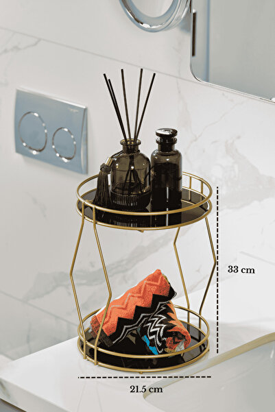 Matte Gold 2 Tier Bathroom Organizer Jewelry Perfume Cosmetic Organizer Plexiglass