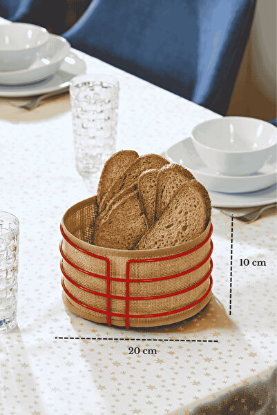 Edora Home Christmas Red Round Bread Basket Bread Serving Presentation Basket...