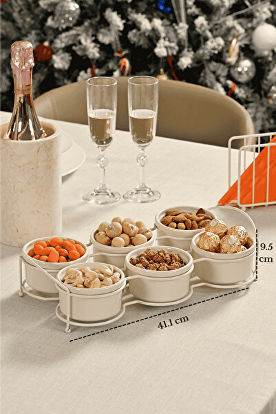 Edora Home Bej Altı Bölmeli Çerezlik, Sosluk, Reçellik, Sunumluk, Kahvaltılık...