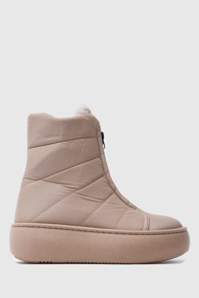 TOGO Nude Paraşüt Kumaş Suya Dayanıklı İçi Kürklü Fermuarlı Kadın Kar Botu [0...