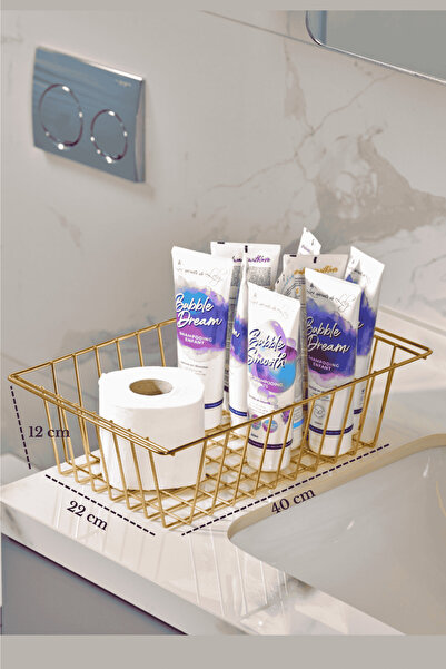 Edora Home Gold Dikdörtgen Sepet Şık Çok Amaçlı Dolap Düzenleyici Organizer