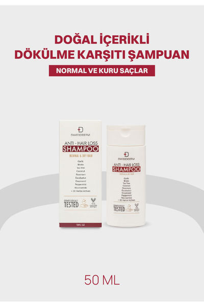Swissoderm 50 ml Anti-Shedding Shampoo - Normal, Dry Hair, Vegan, Sulfate-fre...