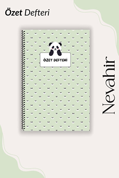 Nevahir Panda Tasarımlı Özet Defteri A5 100 gr Kalın Kağıt Helezon Şablonlu Ö...