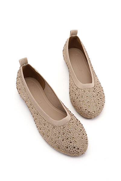 GÖNDERİ(R) جلد المرأة مرصّع بالأحجار مرصّع بالأحجار مقدمة مستديرة لو حذاء مسطح