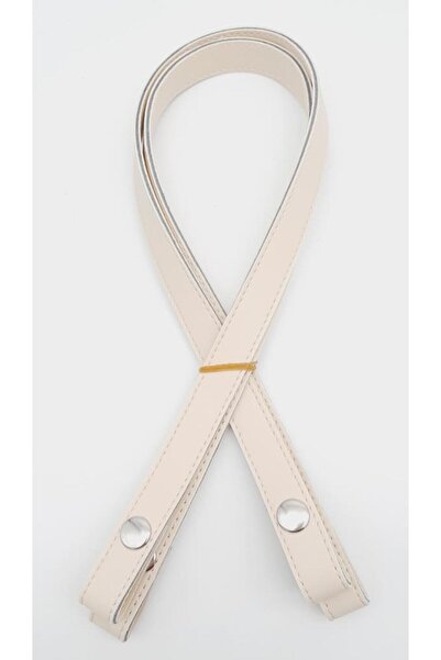 angel çanta aksesuar Çift Kat Dikişli Suni Deri Krem Çıtçıtlı Çanta Sapı 70 c...