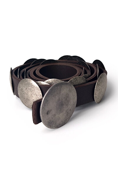 Ecrou Large Metal Circle Detailed Belt Bitter Brown