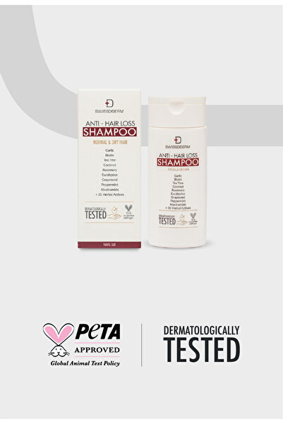 Swissoderm Dökülme Karşıtı Şampuan, Normal & Kuru Saç, Vegan, Sülfatsız & Tuzsuz Saç Dökülmesine Karşı 50 ml