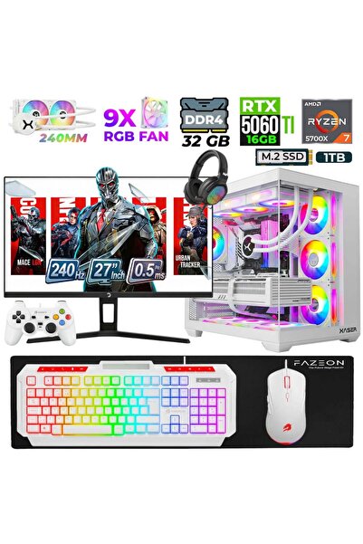 XASER Helmet X60 Ryzen 7 5700X 32GB Ram 1TB M.2 NVMe SSD 16GB RTX5060 Ti Sıvı...