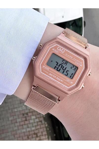 Q&Q  Vintage Digital Women's Straw Cord Wristwatch