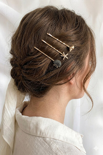 PETEK AKSESUAR 3 ADET SEA SHELL TEL TOKA SETİ