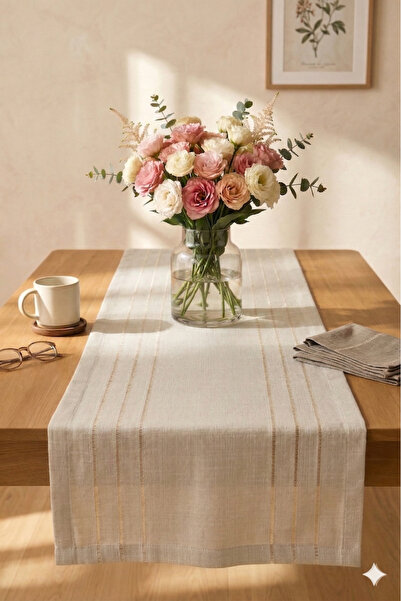 Miabella Home Τραπεζομάντηλο 35x145 εκ. Τραπεζομάντηλο σαλονιού με λινό όψη γ...