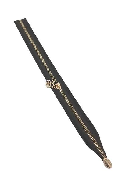 angel çanta aksesuar Tek Stoplu 45 Cm Fermuar Light Gold Metal Siyah Renk