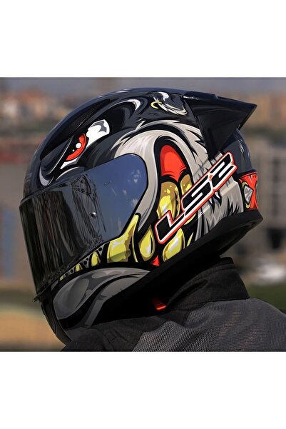 LS2 RAPID 2 RACE SPOX GRİ-KIRMIZI KASK (1 Renkli + 1 Şeffaf Vizörlü)