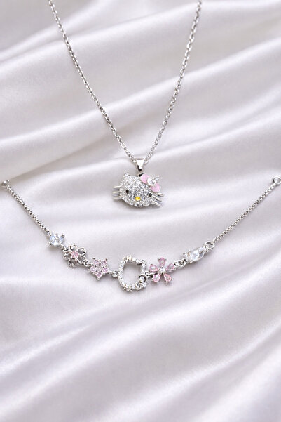 shop HELLO KITTY KOLYE BİLEKLİK SETİ ÇELİK