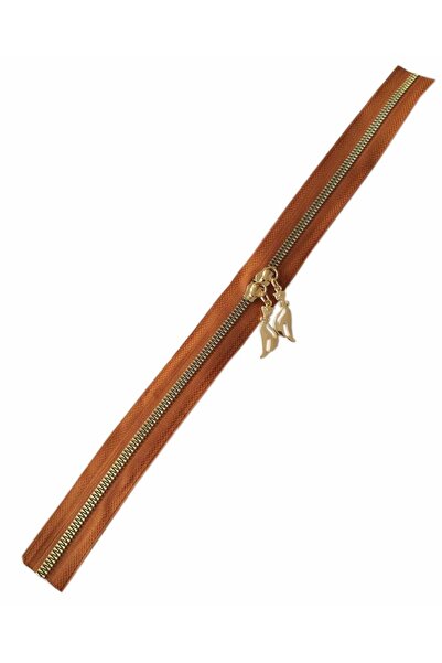 angel çanta aksesuar Çift Başlı Taba Fermuar Light Gold Metal 40 Cm