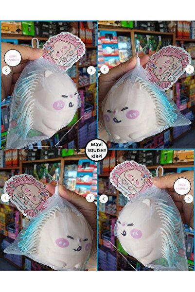 OYUNCAKSAHİLİ Kirpi Sukuşi XL Boy Skuşi Squishy Eyelash Sevimli Mavi Esnek St...