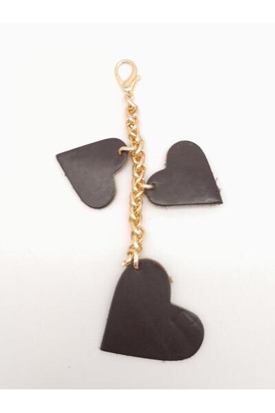 angel çanta aksesuar Καφέ πραγματικό δέρμα στολίδι καρδιάς με αλυσίδα από ελα...