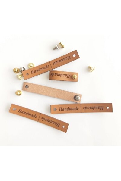 Vidalı Suni Deri Etiket Gümüş Metalli 1 Adet