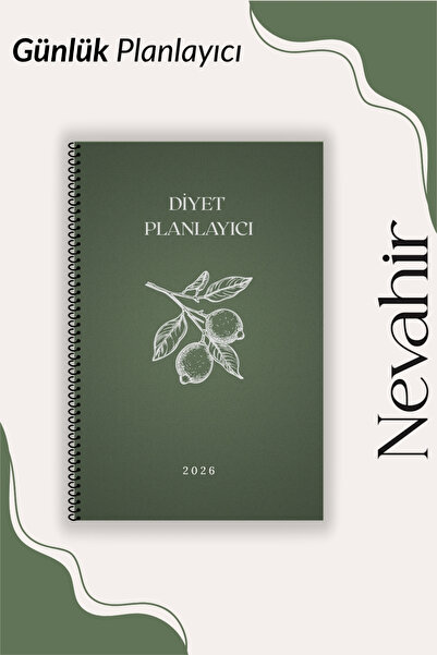 Nevahir Diyet Planlayıcı Defter A5 100 gr Kalın Kağıt Helezon Beslenme Takip ...
