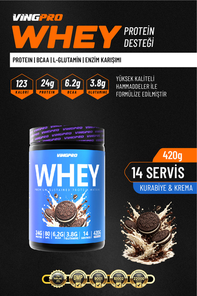 vingpro Whey Protein Pro Wpc80 420Gr 14 Servings Cookie & Cream Flavor Protei...