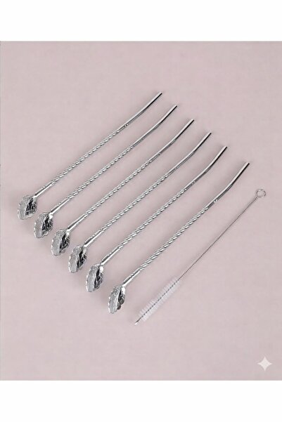 keyfisepet en keyifli sepet Gold Burgulu Uzun Kokteyl Kaşığı Seti 6 Adet + Te...