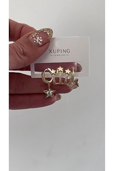 XUPING JEWELRY KUYUMCU SERİ 14K RENGİ ZİRKON TAŞLI ÇOKLU KIKIRDAK GÖRÜNÜMLÜ Y...