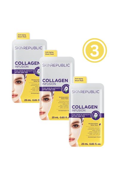 Skin Republic قناع الوجه المضاد للشيخوخة بخلاصة مصل الكولاجين 25 مل - عبوة من...