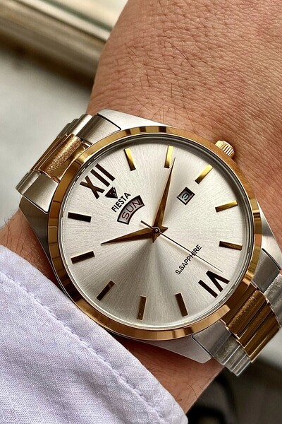 Fiesta ساعة يد رجالية بحزام معدني F25019M