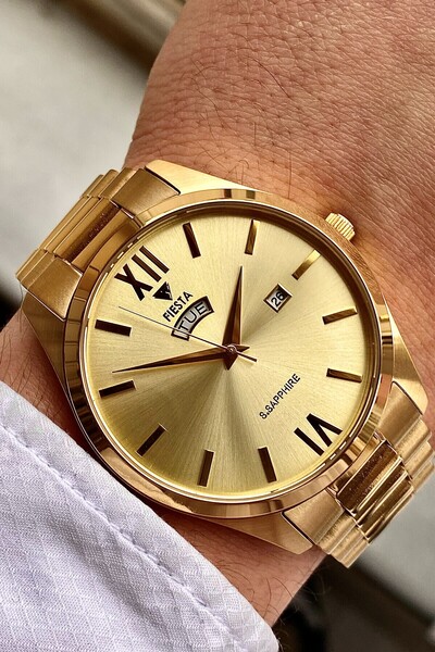 Fiesta ساعة يد رجالية بحزام معدني F25019M