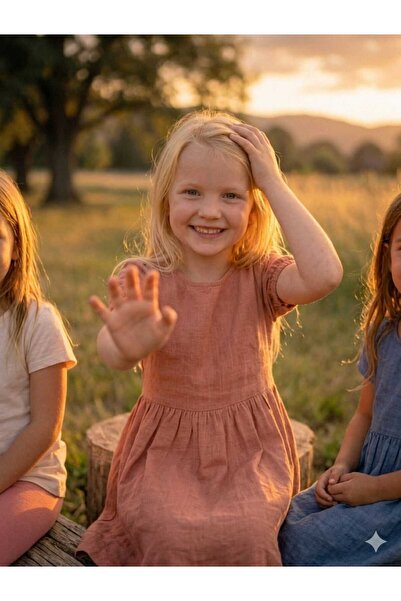 Hilal Akıncı Kids Βασικό φόρεμα από βαμβακερό λινό