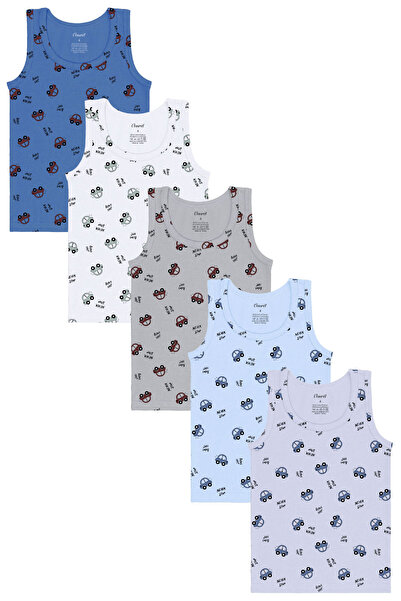 Onurel Αγόρια 5 Πακέτο Μικτό Χρώμα Αυτοκινήτου με στάμπα Lycra Tank Top