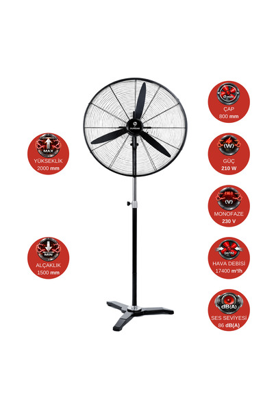 Dündar SV 75 (30") 75 cm 210 watt 17400 m3/h 1300DD 220/230 V Monofaze Ayaklı...