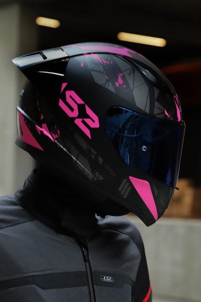 LS2 Rapıd 2 Race Palımnesıs Mat Siyah-Pembe Kask (1 Renkli + 1 Şeffaf Vizörlü)