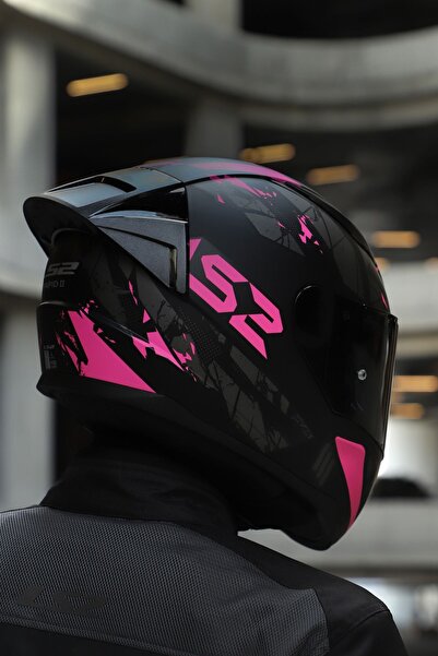 LS2 Rapıd 2 Race Palımnesıs Mat Siyah-Pembe Kask (1 Renkli + 1 Şeffaf Vizörlü)