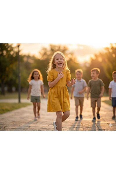 Hilal Akıncı Kids Βασικό φόρεμα από βαμβακερό λινό