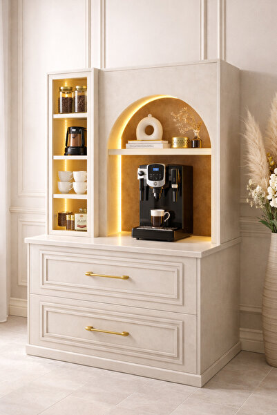 Setay LED Aydınlatmalı Kahve Köşesi – Valencia Solo Bronz Reflekte Cam Vitrin...