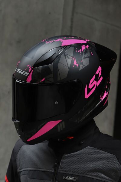 LS2 Rapıd 2 Race Palımnesıs Mat Siyah-Pembe Kask (1 Renkli + 1 Şeffaf Vizörlü)