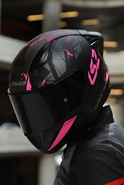 LS2 Rapıd 2 Race Palımnesıs Mat Siyah-Pembe Kask (1 Renkli + 1 Şeffaf Vizörlü)