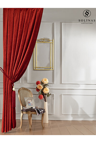 Solinas Collection Verona Tile 1X3 Dense Pleat and Background Curtain with Br...