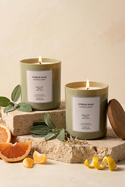Rakle Le Jardin Citrus Sage Kokulu 2'li Mum Seti Yeşil 120 gr - 200 gr