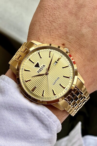 Fiesta ساعة يد رجالية بحزام معدني F25020M